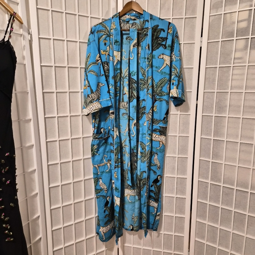 Vintage Tropical Print Lounge Robe